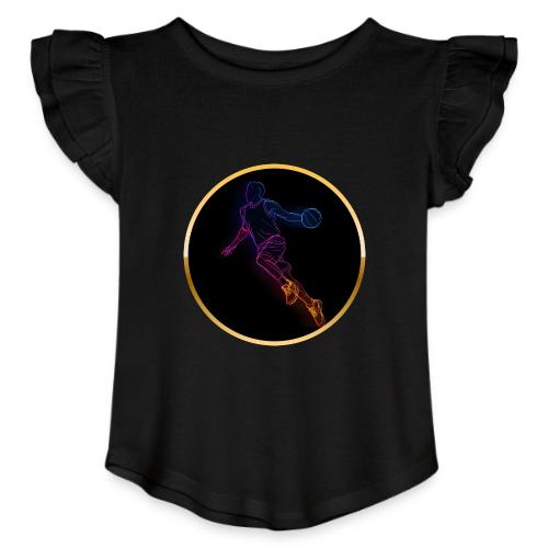 Basketball: Neon Jump Shot - Toddler Girls Flutter T-shirt