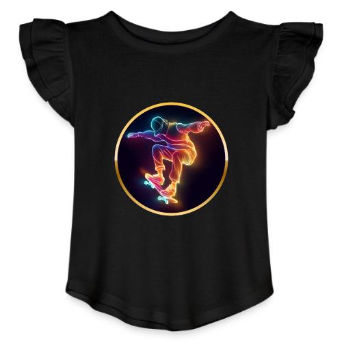 Skateboarding: Midnight Neon Skater - Toddler Girls Flutter T-shirt