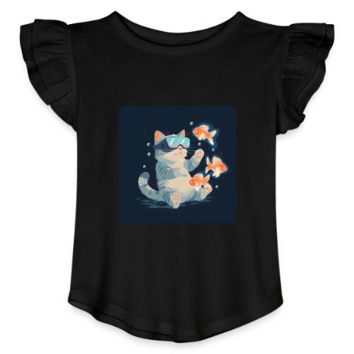 Cat: VR Fish Chase - Toddler Girls Flutter T-shirt
