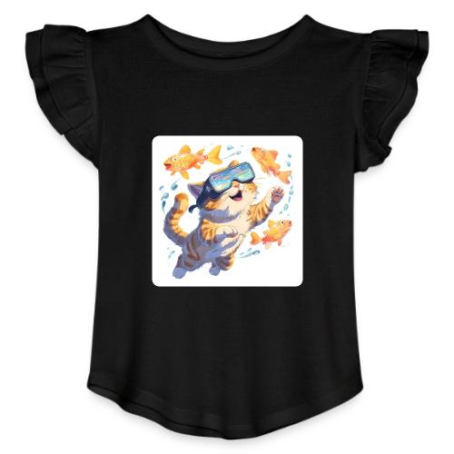 Cat: Neon Paws Adventure - Toddler Girls Flutter T-shirt