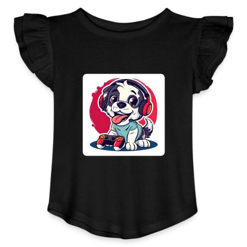 Puppy: Playful Paws Gaming Buddy - Toddler Girls Flutter T-shirt