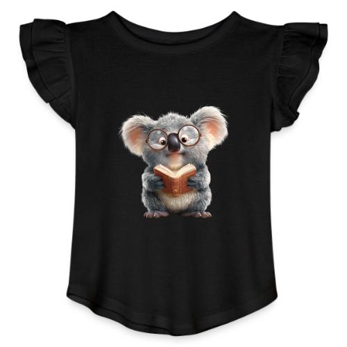 3D Gamer Koala Cozy Cartoon Design - Toddler Girls Flutter T-shirt