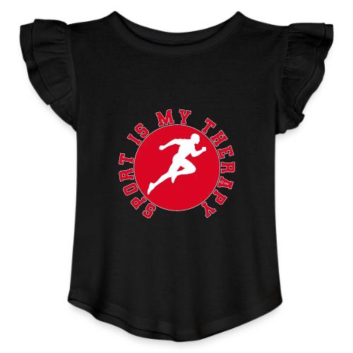 Sport Is My Therapy – Running Motivation Badge - Toddler Girls Flutter T-shirt