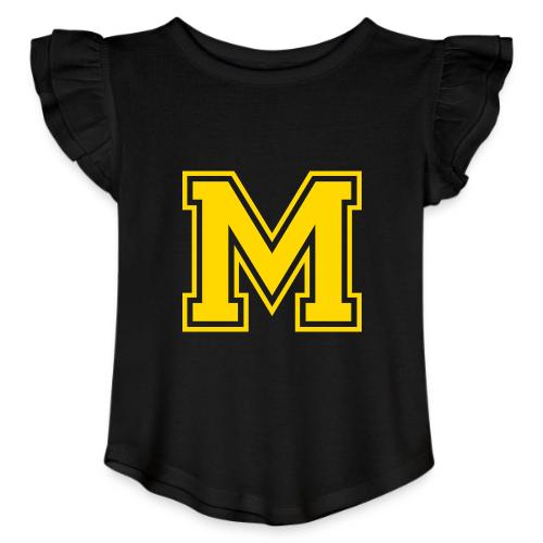 Letter M – Capital Athletic Alphabet Monogram - Toddler Girls Flutter T-shirt