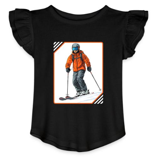 Skiing Thrill Ride - Toddler Girls Flutter T-shirt