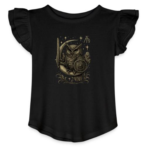 Moon Warrior Owl – Celestial Strength Tee - Toddler Girls Flutter T-shirt