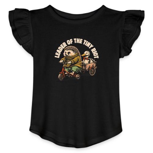 Leader of the Tiny Riot Design - Toddler Girls Flutter T-shirt