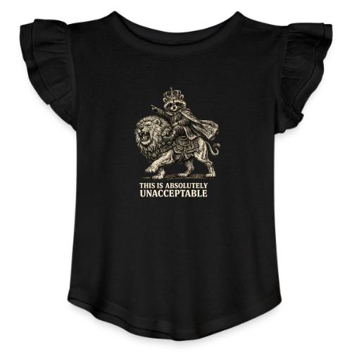 Funny Raccoon King Riding Lion Vintage Meme Art - Toddler Girls Flutter T-shirt