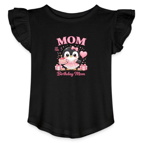 Cute Penguin Birthday Mom Kawaii Cake Balloon Gift - Toddler Girls Flutter T-shirt