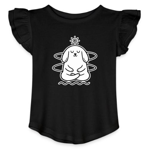 Cute Meditating Bunny Zen Yoga Animal - Toddler Girls Flutter T-shirt