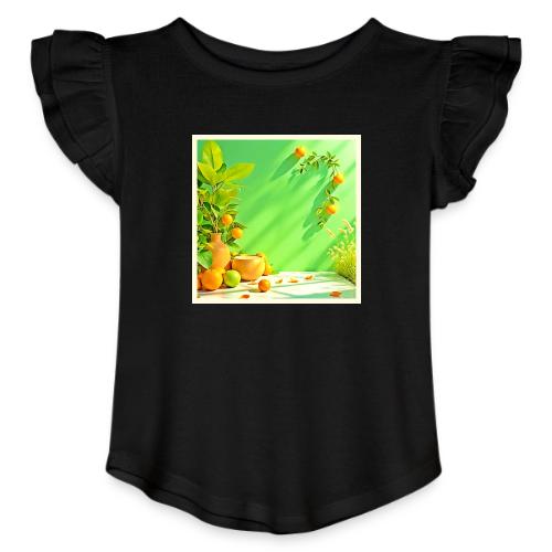 Vibrant Orange Green Still Life Design - Toddler Girls Flutter T-shirt