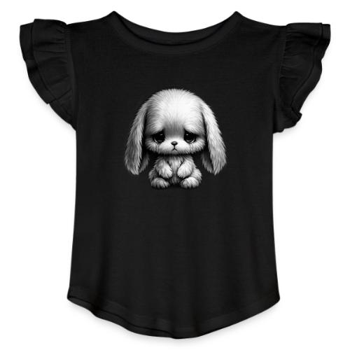 Sad Puppy Meme with Puppy Standing - Toddler Girls Flutter T-shirt