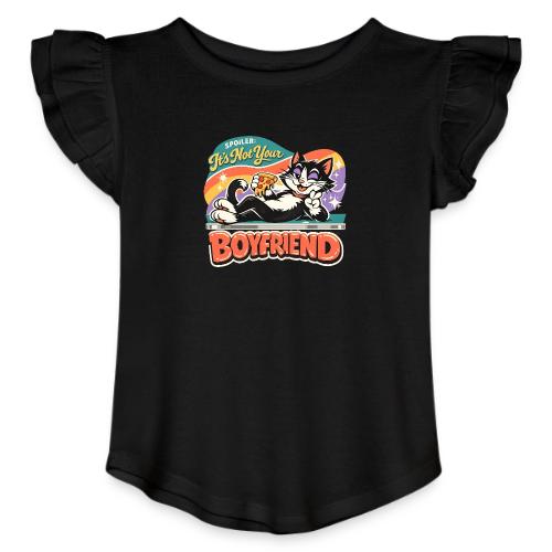 Sassy Cat Pride Pizza Retro Comic - Toddler Girls Flutter T-shirt