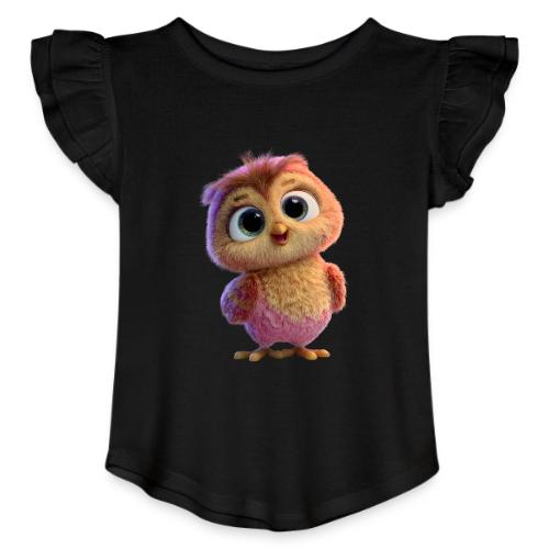 Adorable Baby Owl with Big Eyes - Toddler Girls Flutter T-shirt