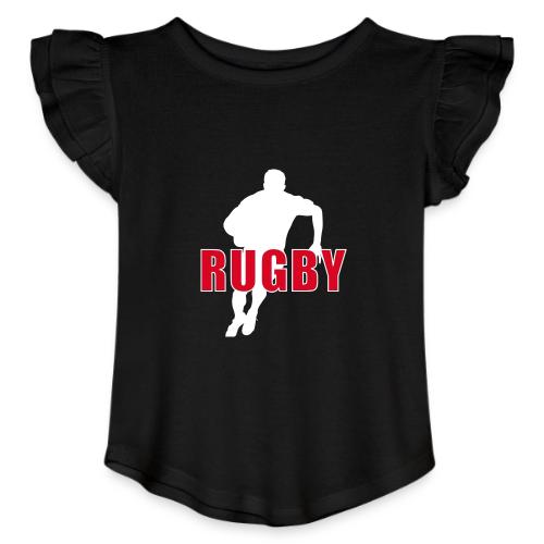 Bold Rugby Action Silhouette - Toddler Girls Flutter T-shirt