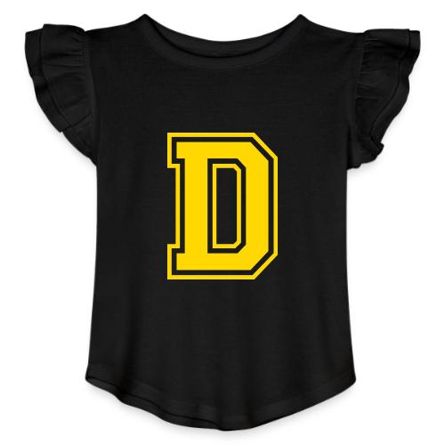 Letter D – Capital Athletic Alphabet Monogram - Toddler Girls Flutter T-shirt