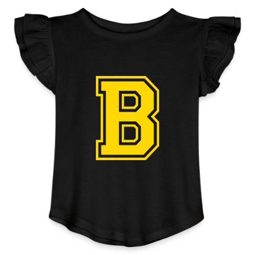 Letter B – Capital Athletic Alphabet Monogram - Toddler Girls Flutter T-shirt