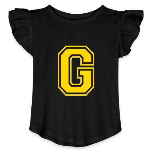 Letter G – Capital Athletic Alphabet Monogram - Toddler Girls Flutter T-shirt