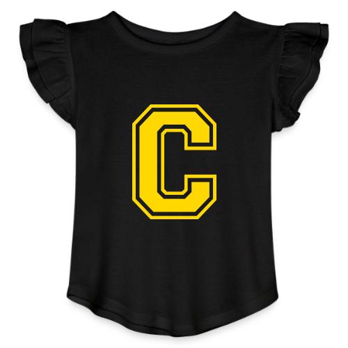 Letter C – Capital Athletic Alphabet Monogram - Toddler Girls Flutter T-shirt