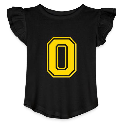 Letter O – Capital Athletic Alphabet Monogram - Toddler Girls Flutter T-shirt