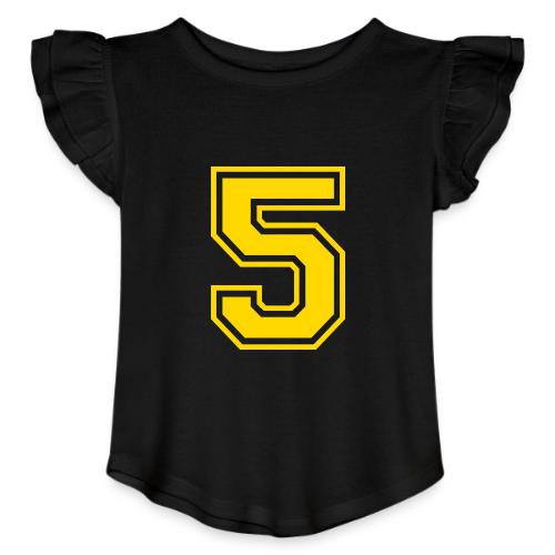 Number 5 in a classic athletic collegiate font - Toddler Girls Flutter T-shirt
