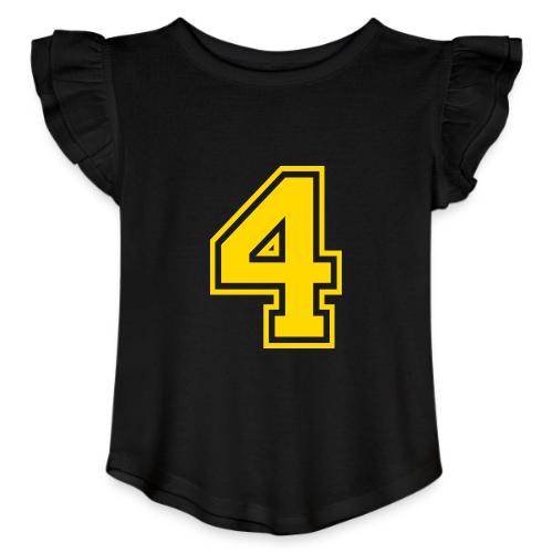 Number 4 in a classic athletic collegiate font - Toddler Girls Flutter T-shirt