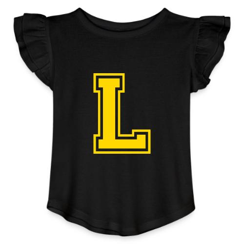 Letter L – Capital Athletic Alphabet Monogram - Toddler Girls Flutter T-shirt