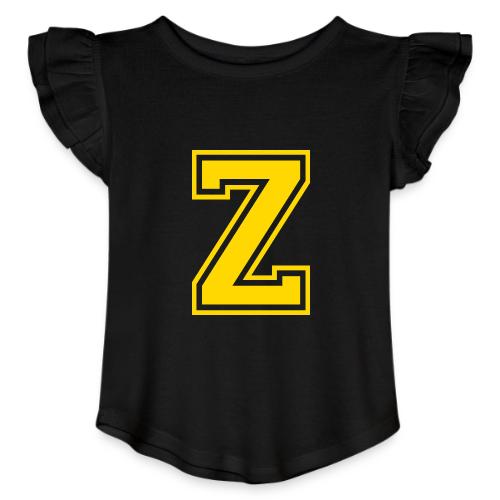 Letter Z – Capital Athletic Alphabet Monogram - Toddler Girls Flutter T-shirt