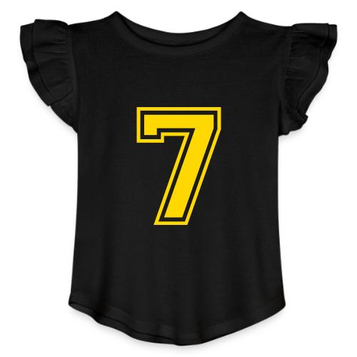 Number 7 in a classic athletic collegiate font - Toddler Girls Flutter T-shirt