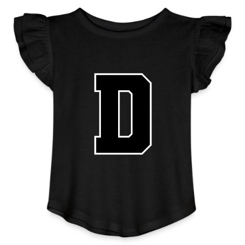Varsity Letter D Athletic Alphabet Design - Toddler Girls Flutter T-shirt