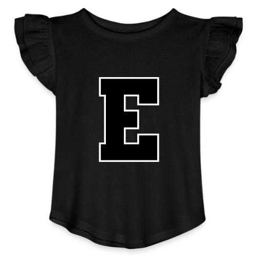 Varsity Letter E Collegiate Font Graphic - Toddler Girls Flutter T-shirt
