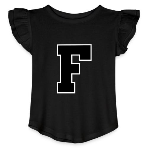 Varsity Letter F Athletic Monogram - Toddler Girls Flutter T-shirt