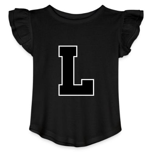 Varsity Letter L Athletic Monogram - Toddler Girls Flutter T-shirt