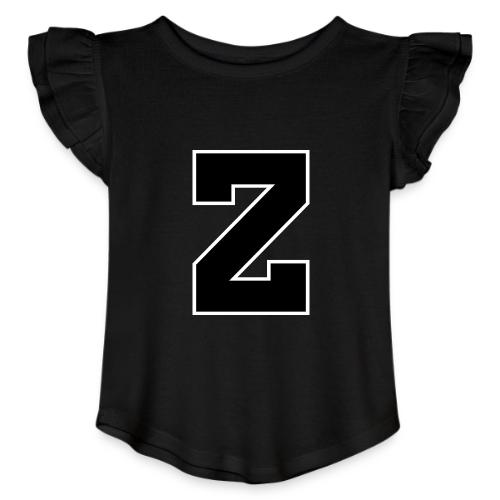 Varsity Letter Z Athletic Font Design - Toddler Girls Flutter T-shirt
