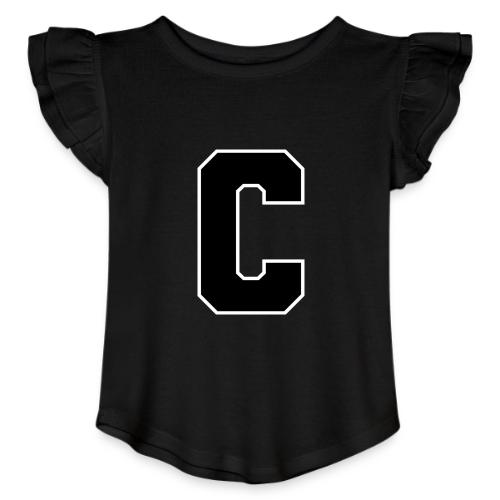 Varsity Letter C Collegiate Monogram - Toddler Girls Flutter T-shirt