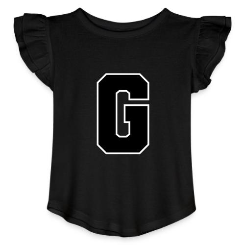 Varsity Letter G Collegiate Alphabet Art - Toddler Girls Flutter T-shirt