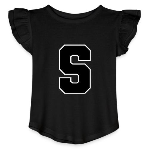 Varsity Letter S Collegiate Alphabet Art - Toddler Girls Flutter T-shirt