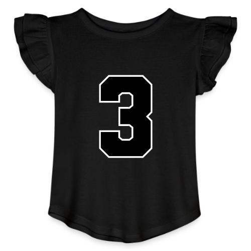 Varsity Number 3 Athletic Font - Toddler Girls Flutter T-shirt