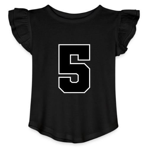 Varsity Number 5 Athletic Design - Toddler Girls Flutter T-shirt