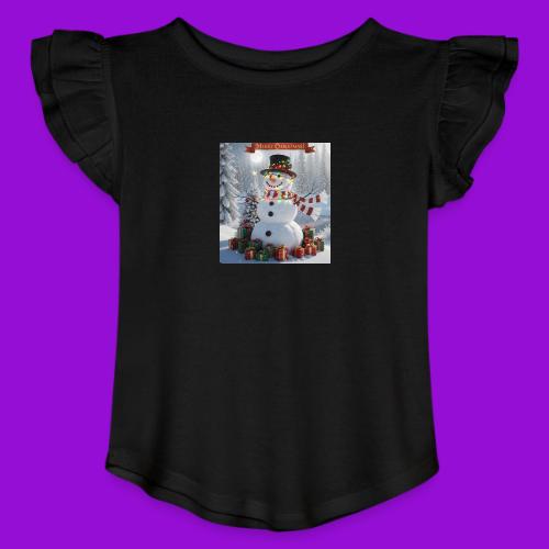 Merry Christmas - Toddler Girls Flutter T-shirt