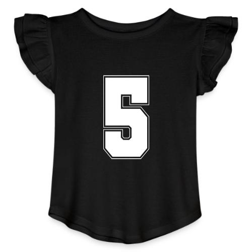White Number 5 – Varsity Font - Toddler Girls Flutter T-shirt
