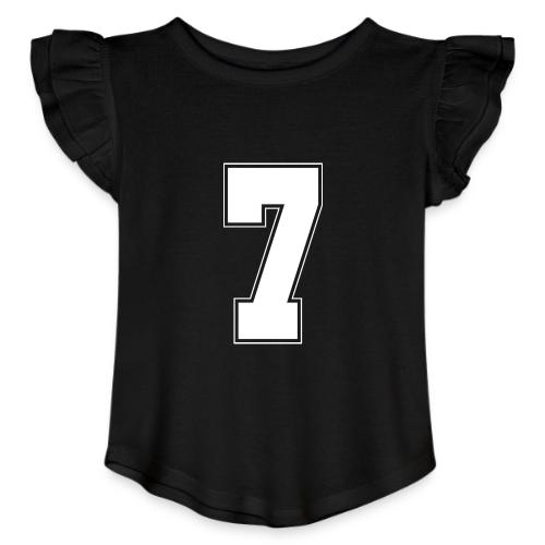 White Number 7 – Varsity Font - Toddler Girls Flutter T-shirt