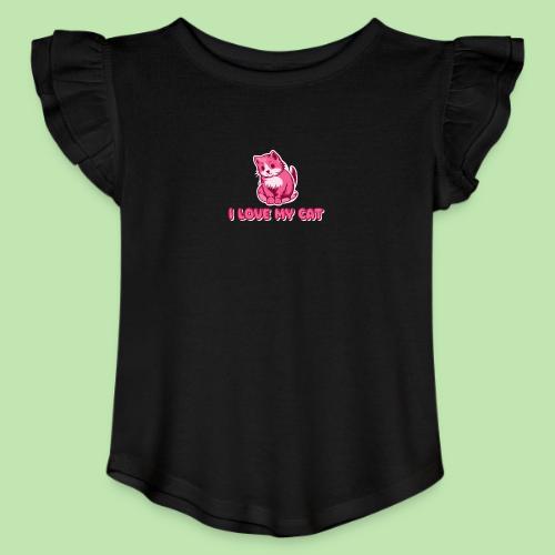 I love my cat - Toddler Girls Flutter T-shirt