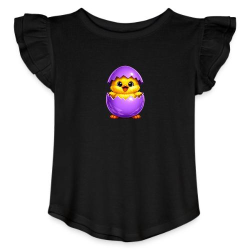 Easter Chick Purple - Toddler Girls Flutter T-shirt