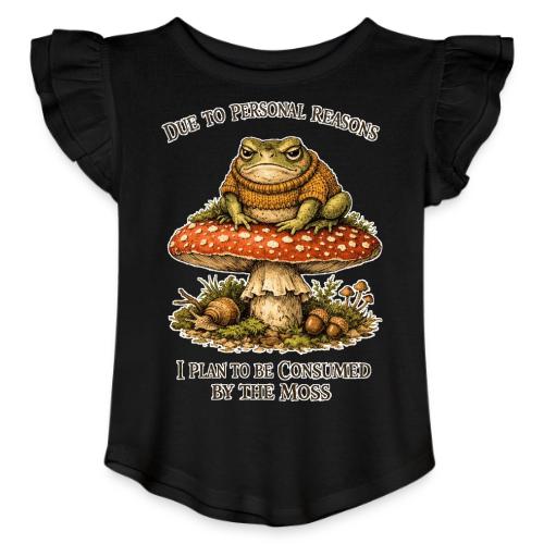 Frog Consumed by Moss Cottagecore Aesthetic - Toddler Girls Flutter T-shirt