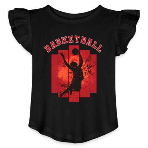 Basketball Mode On - Toddler Girls Flutter T-shirt