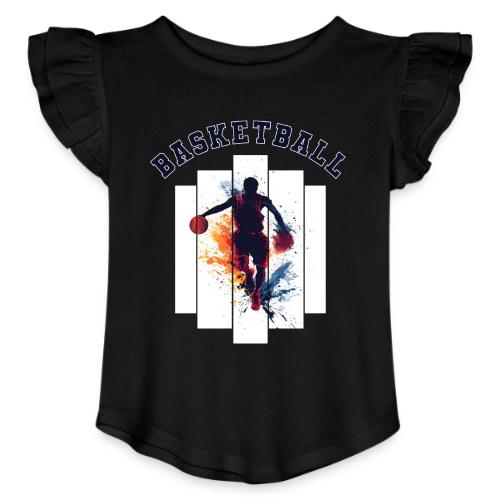 Basketball Never Stops - Toddler Girls Flutter T-shirt