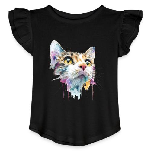 Chromatic Cat Splash - Toddler Girls Flutter T-shirt