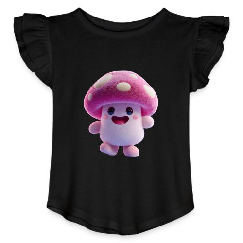 Mushroom: Purple Forest Friend - Toddler Girls Flutter T-shirt