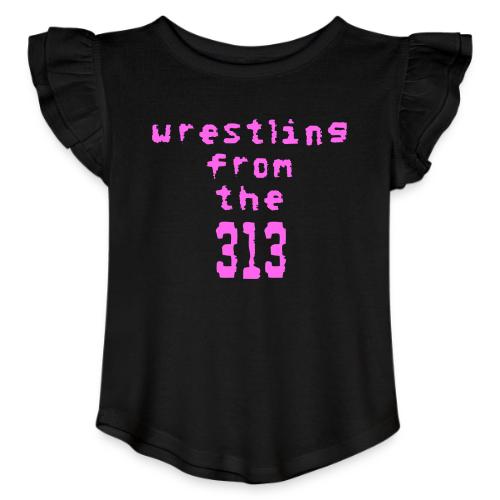 Wrestling from the 313 (pink) - Toddler Girls Flutter T-shirt